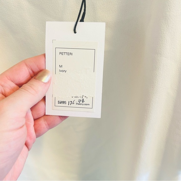 Theory Petteri-Rosina Crepe Draped Ivory Top Womens Size Medium Cream White - Picture 5 of 11